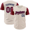 Custom Cream Crimson Pinstripe Navy Authentic Two Tone Baseball Jersey