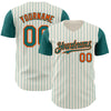 Custom Cream Teal Pinstripe Orange Authentic Two Tone Baseball Jersey