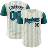 Custom Cream Teal Pinstripe Navy Authentic Two Tone Baseball Jersey