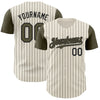 Custom Cream Olive Pinstripe Black Authentic Two Tone Baseball Jersey