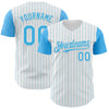 Custom White Sky Blue Pinstripe Sky Blue Authentic Two Tone Baseball Jersey