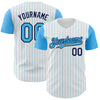 Custom White Sky Blue Pinstripe Navy Authentic Two Tone Baseball Jersey