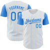 Custom White Electric Blue Pinstripe Electric Blue Authentic Two Tone Baseball Jersey
