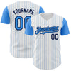 Custom White Electric Blue Pinstripe Navy Authentic Two Tone Baseball Jersey