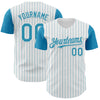 Custom White Panther Blue Pinstripe Panther Blue Authentic Two Tone Baseball Jersey
