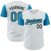 Custom White Panther Blue Pinstripe Black Authentic Two Tone Baseball Jersey