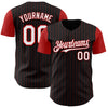 Custom Black Red Pinstripe White Authentic Two Tone Baseball Jersey