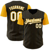 Custom Black Gold Pinstripe White Authentic Two Tone Baseball Jersey