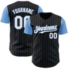 Custom Black Light Blue Pinstripe White Authentic Two Tone Baseball Jersey