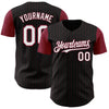 Custom Black Crimson Pinstripe White Authentic Two Tone Baseball Jersey