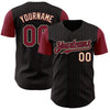 Custom Black Crimson Pinstripe Cream Authentic Two Tone Baseball Jersey