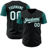 Custom Black Teal Pinstripe White Authentic Two Tone Baseball Jersey