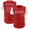 Custom Red White Pinstripe White Authentic Two Tone Baseball Jersey