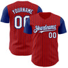 Custom Red Royal Pinstripe White Authentic Two Tone Baseball Jersey