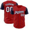Custom Red Navy Pinstripe White Authentic Two Tone Baseball Jersey