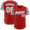 Custom Red Gray Pinstripe White Authentic Two Tone Baseball Jersey