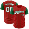 Custom Red Kelly Green Pinstripe White Authentic Two Tone Baseball Jersey