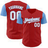 Custom Red Light Blue Pinstripe White Authentic Two Tone Baseball Jersey