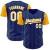 Custom Royal Gold Pinstripe White Authentic Two Tone Baseball Jersey