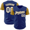 Custom Royal Old Gold Pinstripe White Authentic Two Tone Baseball Jersey