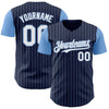 Custom Navy Light Blue Pinstripe White Authentic Two Tone Baseball Jersey