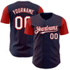 Custom Navy Red Pinstripe White Authentic Two Tone Baseball Jersey