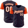Custom Navy Orange Pinstripe White Authentic Two Tone Baseball Jersey