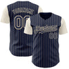 Custom Navy Cream Pinstripe Cream Authentic Two Tone Baseball Jersey