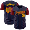 Custom Navy Crimson Pinstripe Gold Authentic Two Tone Baseball Jersey