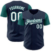 Custom Navy Teal Pinstripe White Authentic Two Tone Baseball Jersey
