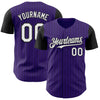 Custom Purple Black Pinstripe White Authentic Two Tone Baseball Jersey