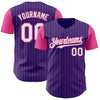 Custom Purple Pink Pinstripe White Authentic Two Tone Baseball Jersey
