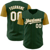 Custom Green Old Gold Pinstripe White Authentic Two Tone Baseball Jersey