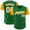 Custom Kelly Green Gold Pinstripe White Authentic Two Tone Baseball Jersey