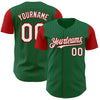 Custom Kelly Green Red Pinstripe White Authentic Two Tone Baseball Jersey