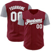 Custom Crimson Gray Pinstripe White Authentic Two Tone Baseball Jersey