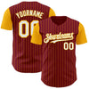 Custom Crimson Gold Pinstripe White Authentic Two Tone Baseball Jersey