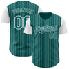 Custom Teal White Pinstripe White Authentic Two Tone Baseball Jersey