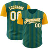 Custom Teal Gold Pinstripe White Authentic Two Tone Baseball Jersey