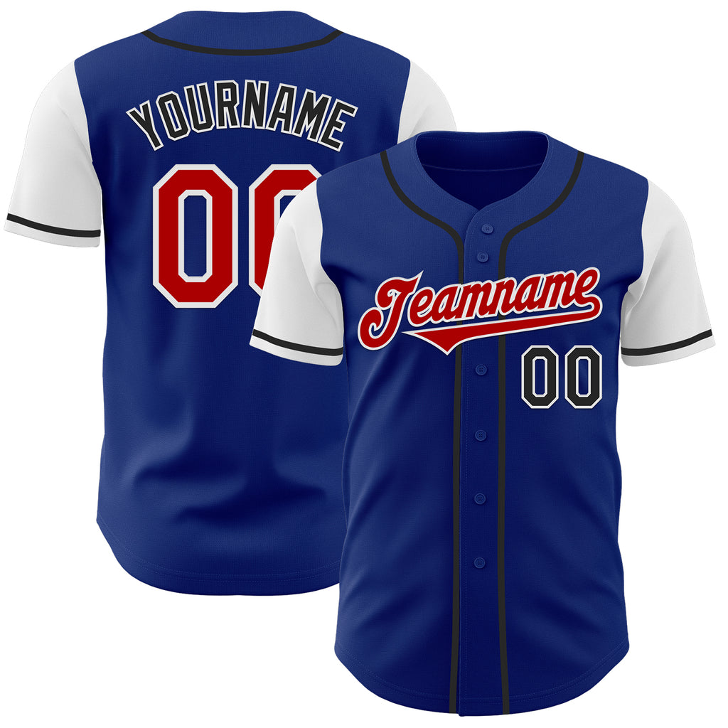 Custom Royal Red Black-White Two Tone Authentic Baseball Jersey