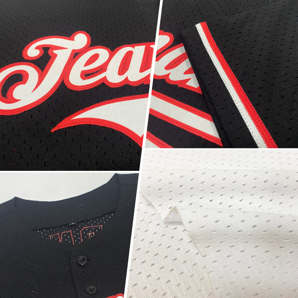 Custom White Light Blue Black-Pink Mesh Authentic Throwback Baseball Jersey