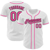 Custom White Pink-Black Authentic Baseball Jersey