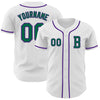 Custom White Kelly Green-Purple Authentic Baseball Jersey