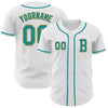 Custom White Teal-Old Gold Authentic Baseball Jersey