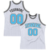 Custom White Black Pinstripe Sky Blue Authentic Basketball Jersey