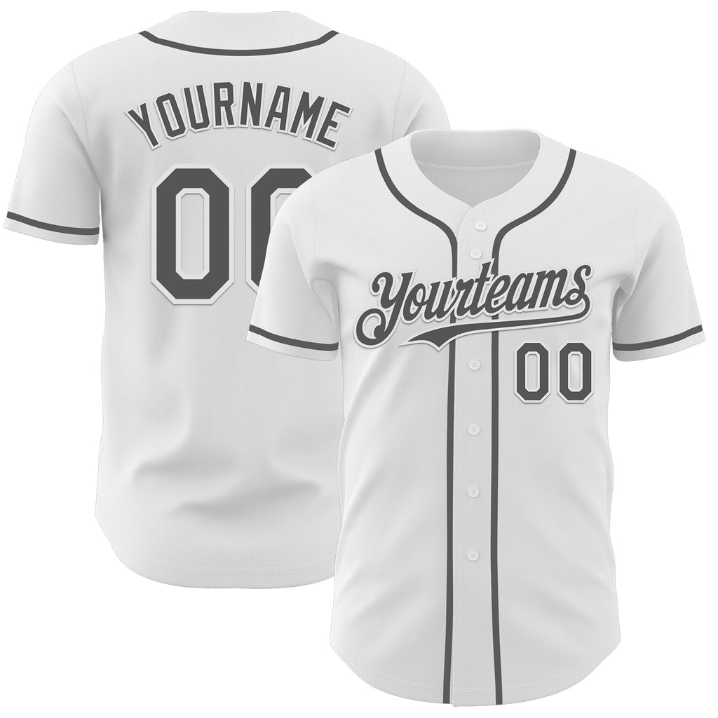 Custom White Steel Gray Authentic Baseball Jersey
