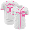 Custom White Pink Authentic Baseball Jersey
