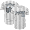 Custom White Black Pinstripe Silver Authentic Baseball Jersey