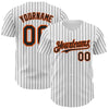 Custom White Black Pinstripe Orange Authentic Baseball Jersey