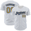 Custom White Royal Pinstripe Old Gold Authentic Baseball Jersey
